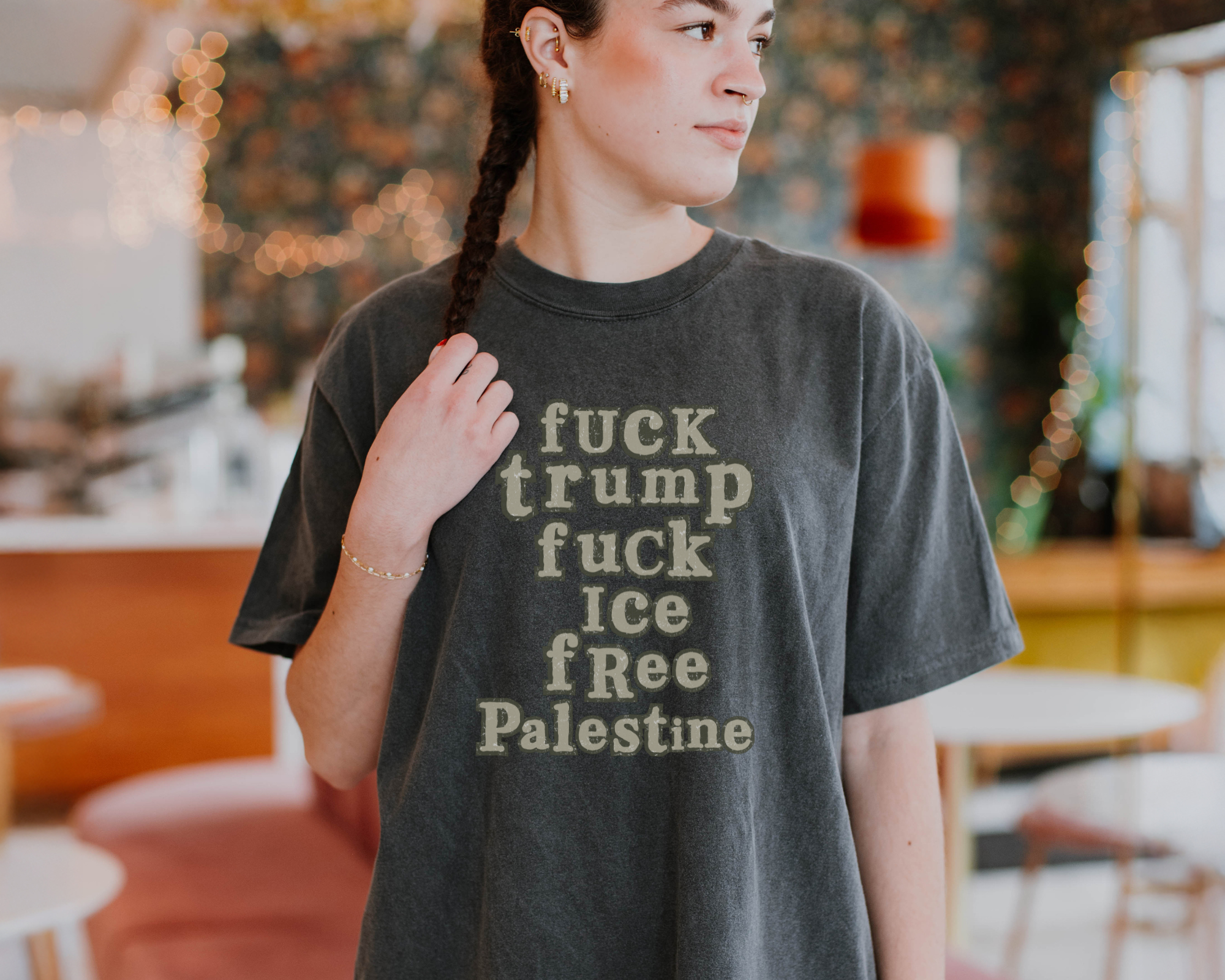 Fuck Trump Fuck ICE Free Palestine T-shirt
