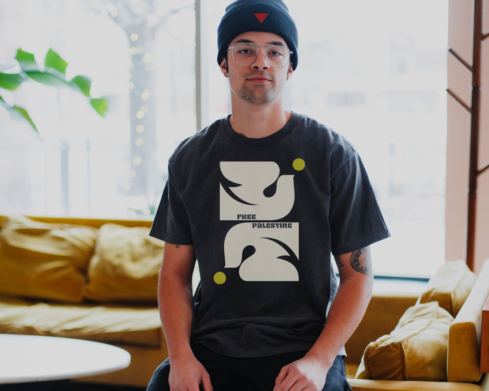 Free Palestine Abstract Doves Tshirt