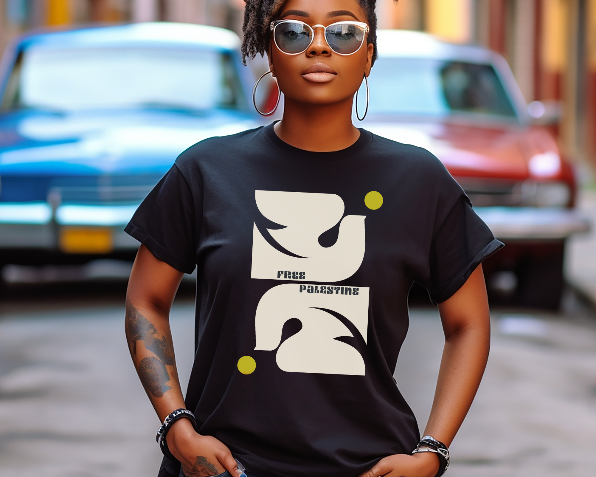 Free Palestine Abstract Doves Tshirt