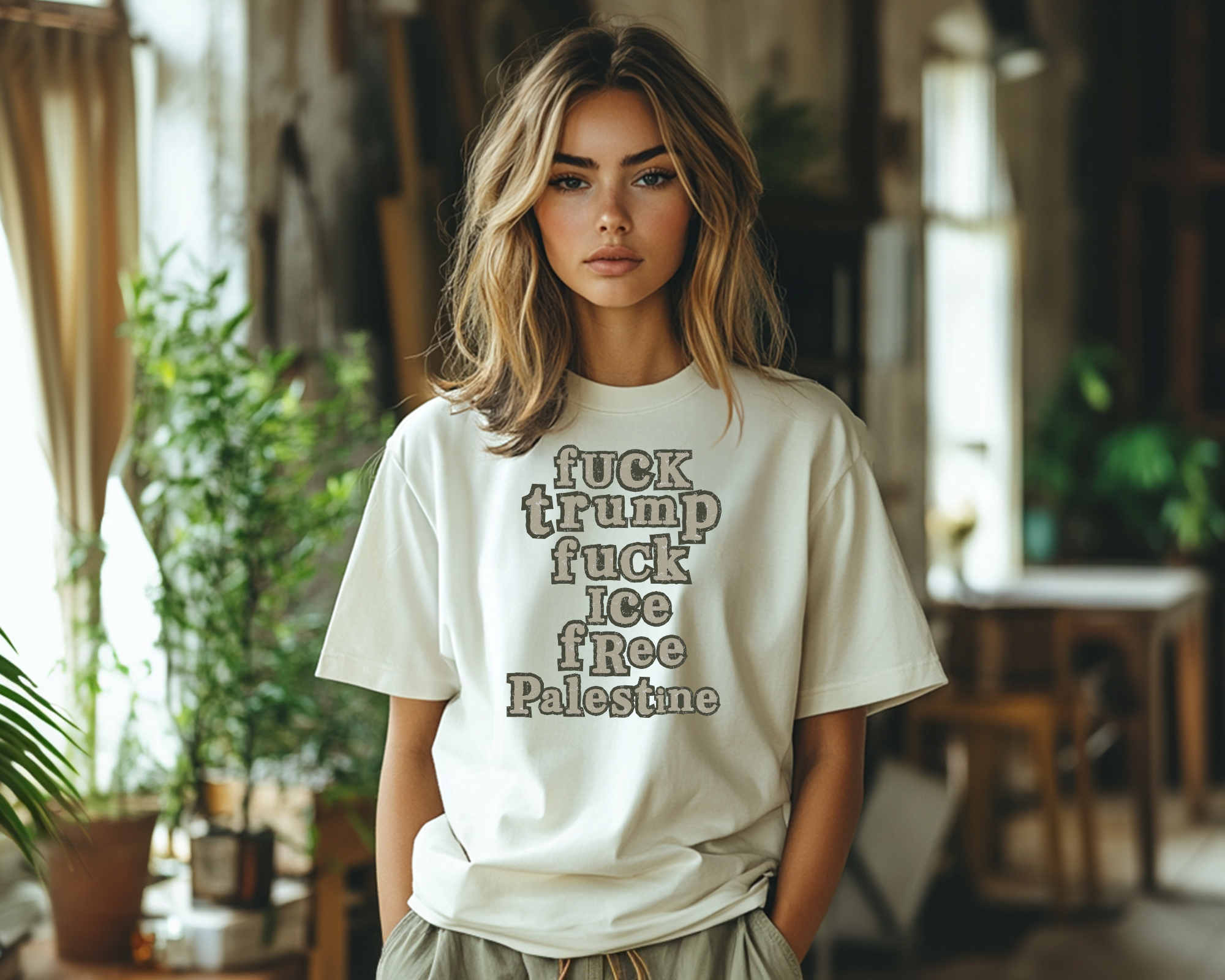 Fuck Trump Fuck ICE Free Palestine T-shirt