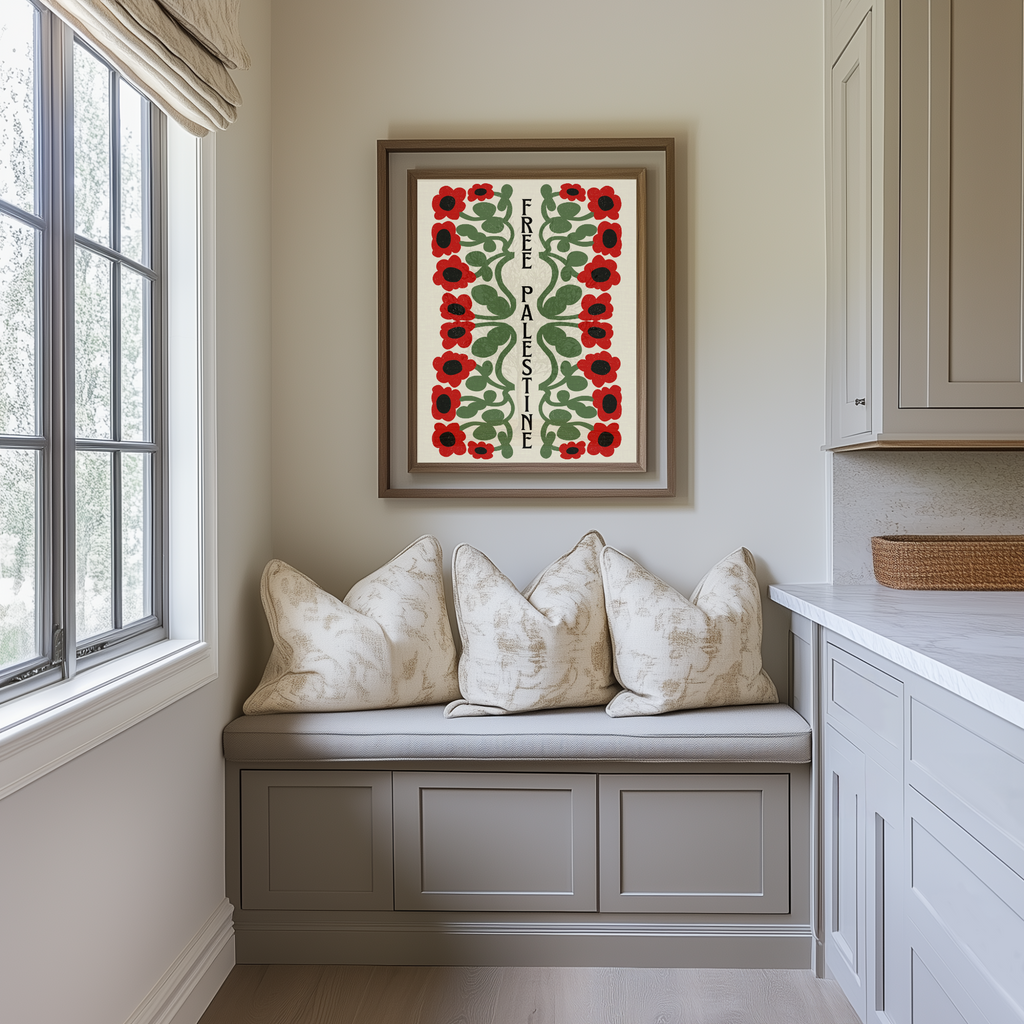 Free Palestine Floral Digital Art Print