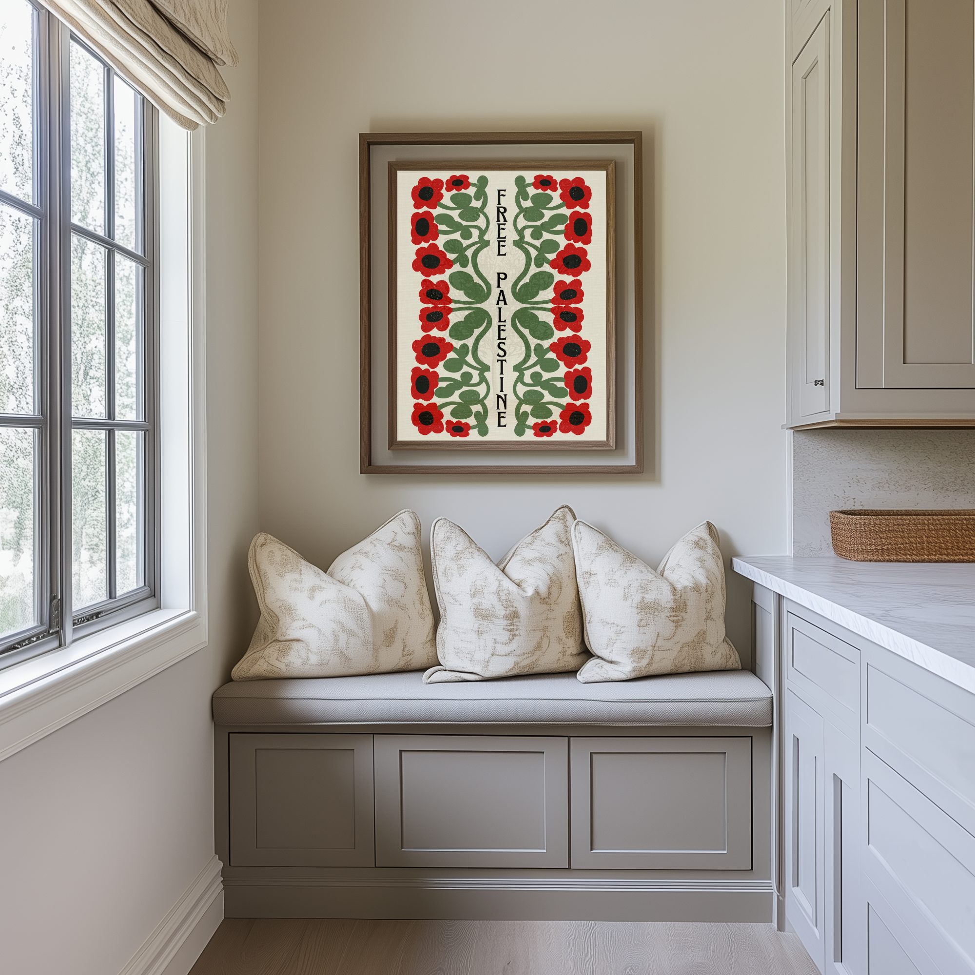 Free Palestine Floral Digital Art Print