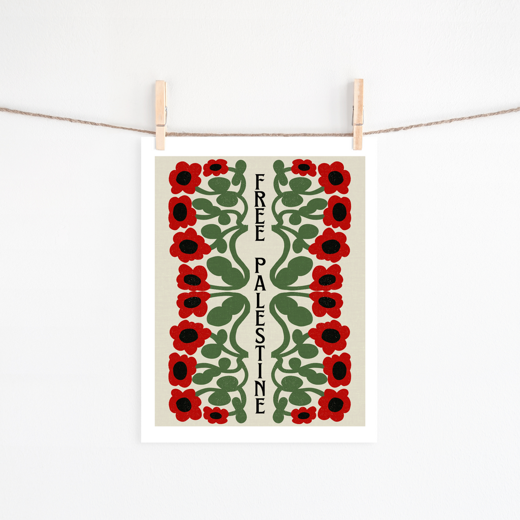Free Palestine Floral Digital Art Print