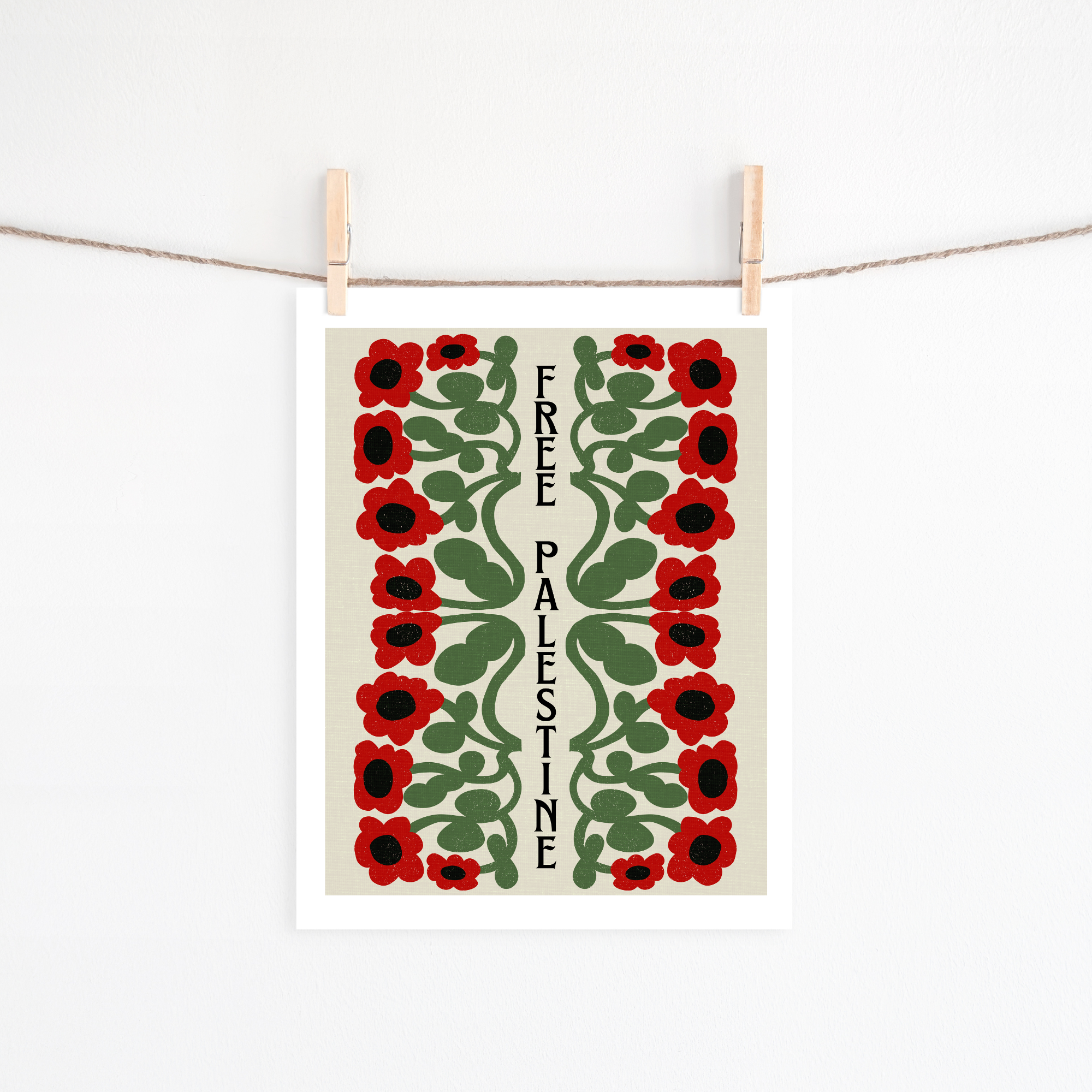 Free Palestine Floral Digital Art Print