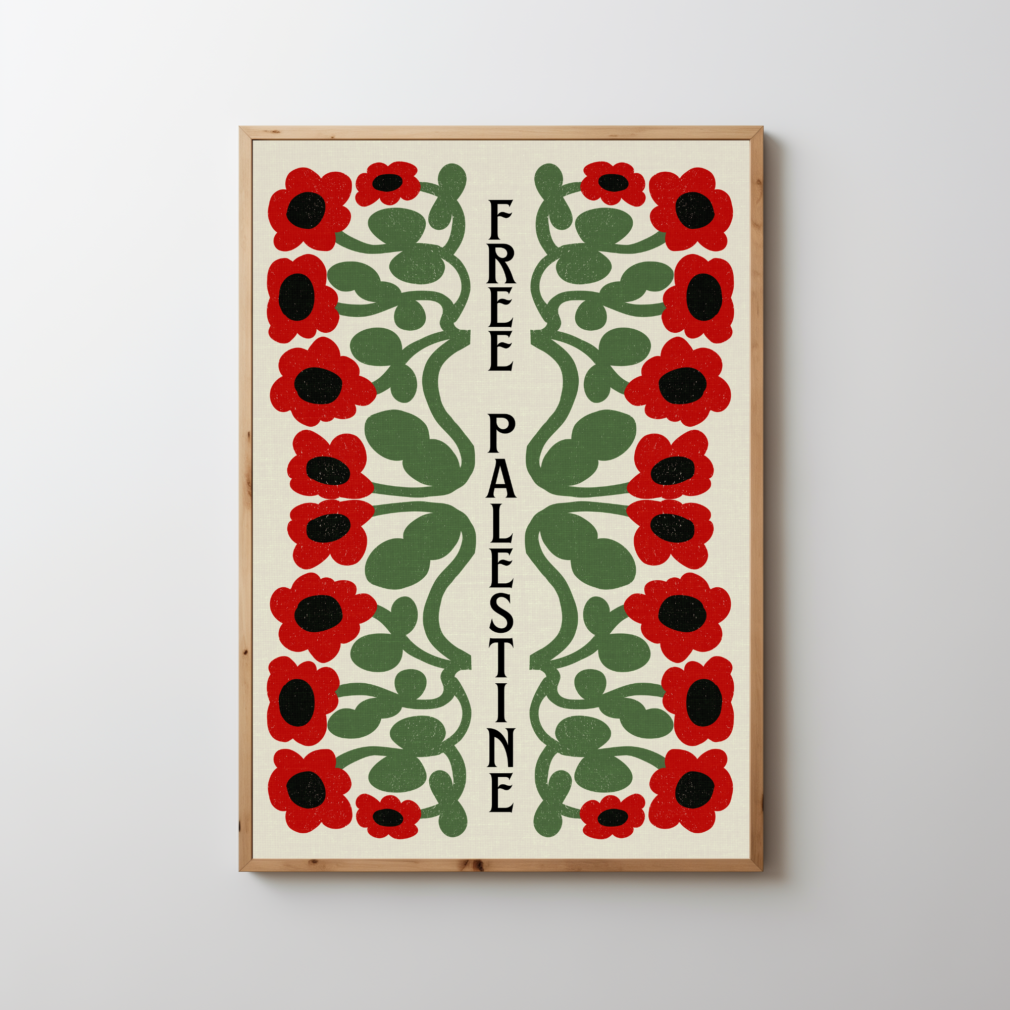 Free Palestine Floral Digital Art Print