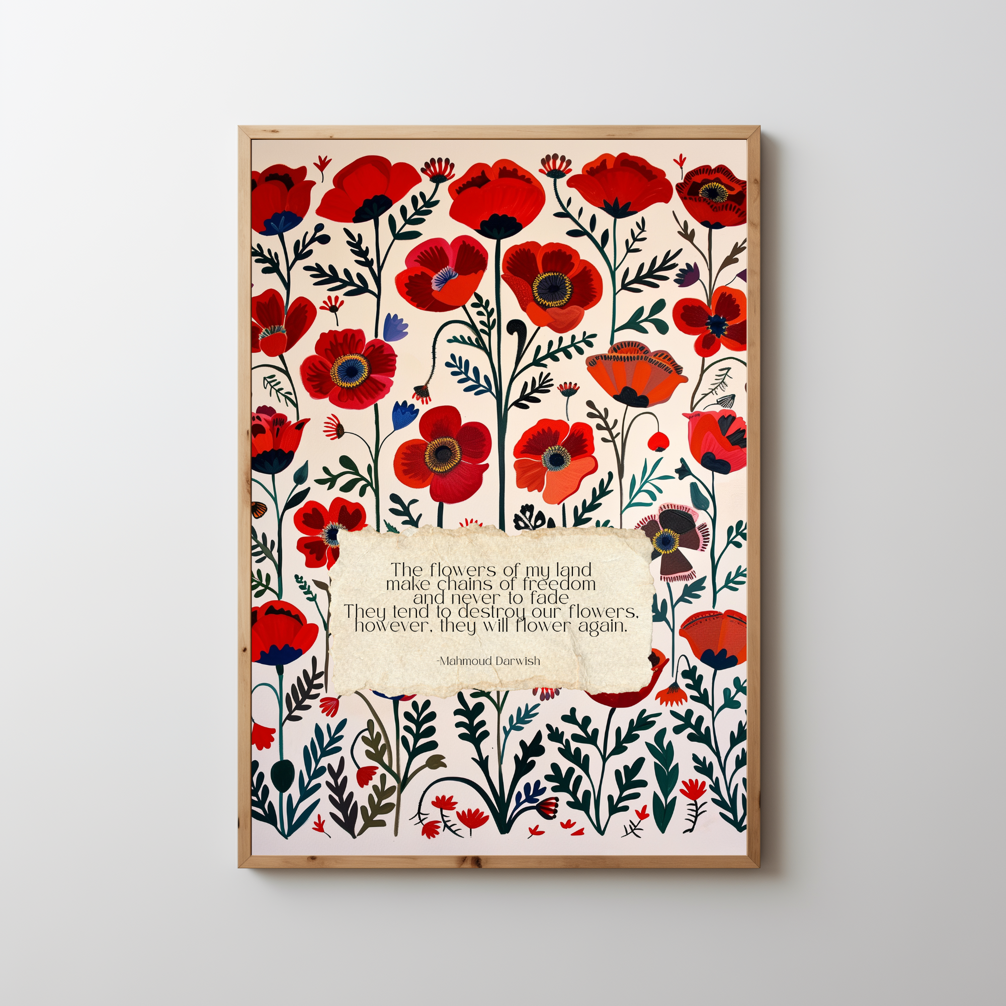 Mahmoud Darwish digital poppy art print