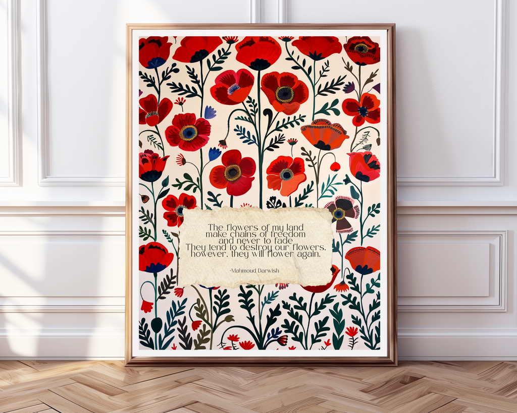 Mahmoud Darwish digital poppy art print