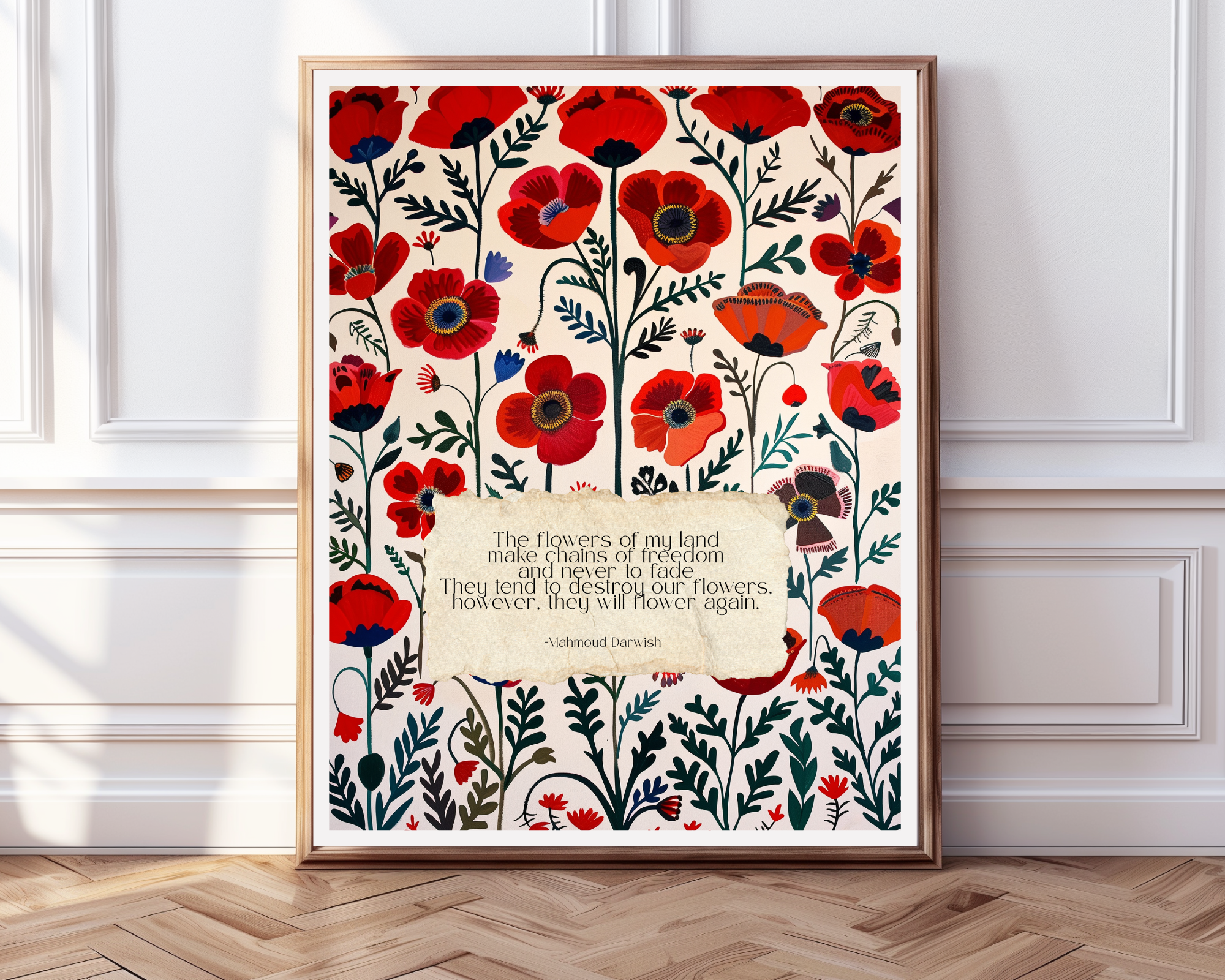 Mahmoud Darwish digital poppy art print